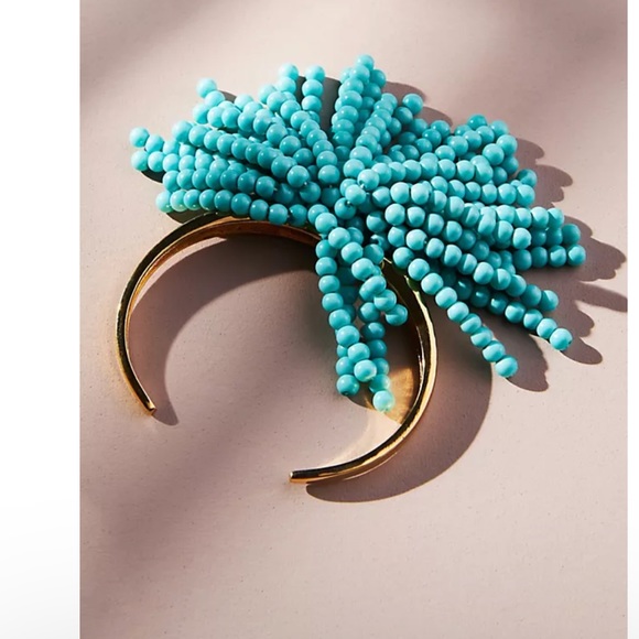 NWT turquoise beaded fringe cuff bracelet Anthropologie - Picture 1 of 5